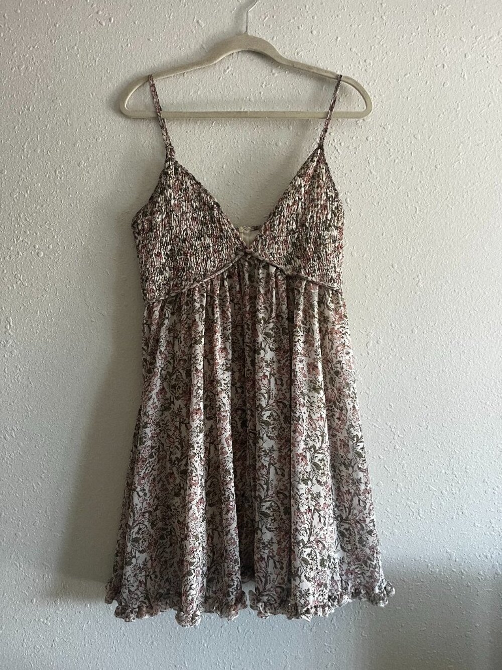Magnolia Boutique Floral Mini Dress Size L Boho Cottagecore Romantic Pink Cream